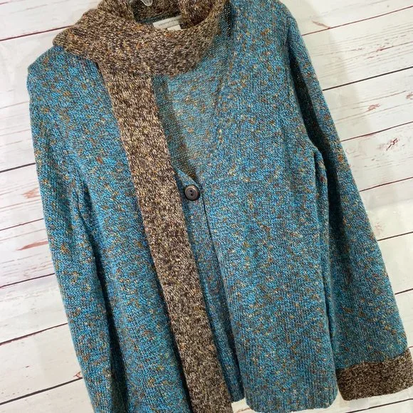 SOLD Christopher & Banks Blue & Brown Weave Sweater NWOT - Picture 7 of 13